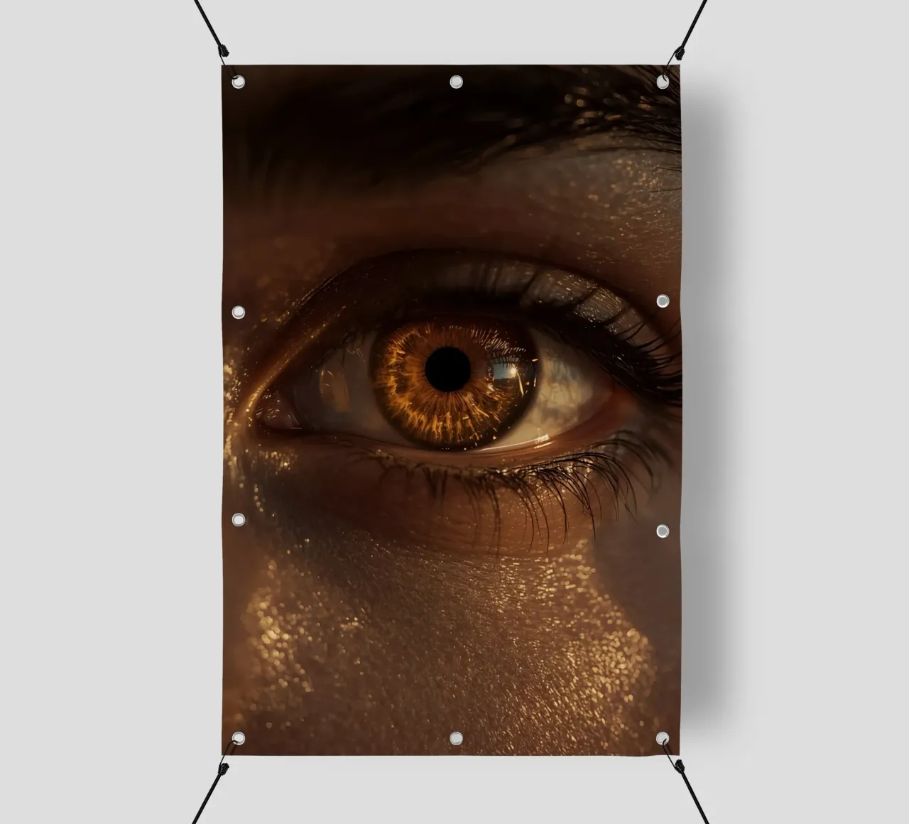 Macro occhio umano con iride ambrata e riflessi dorati della pelle telo in pvc da DesignDoodle