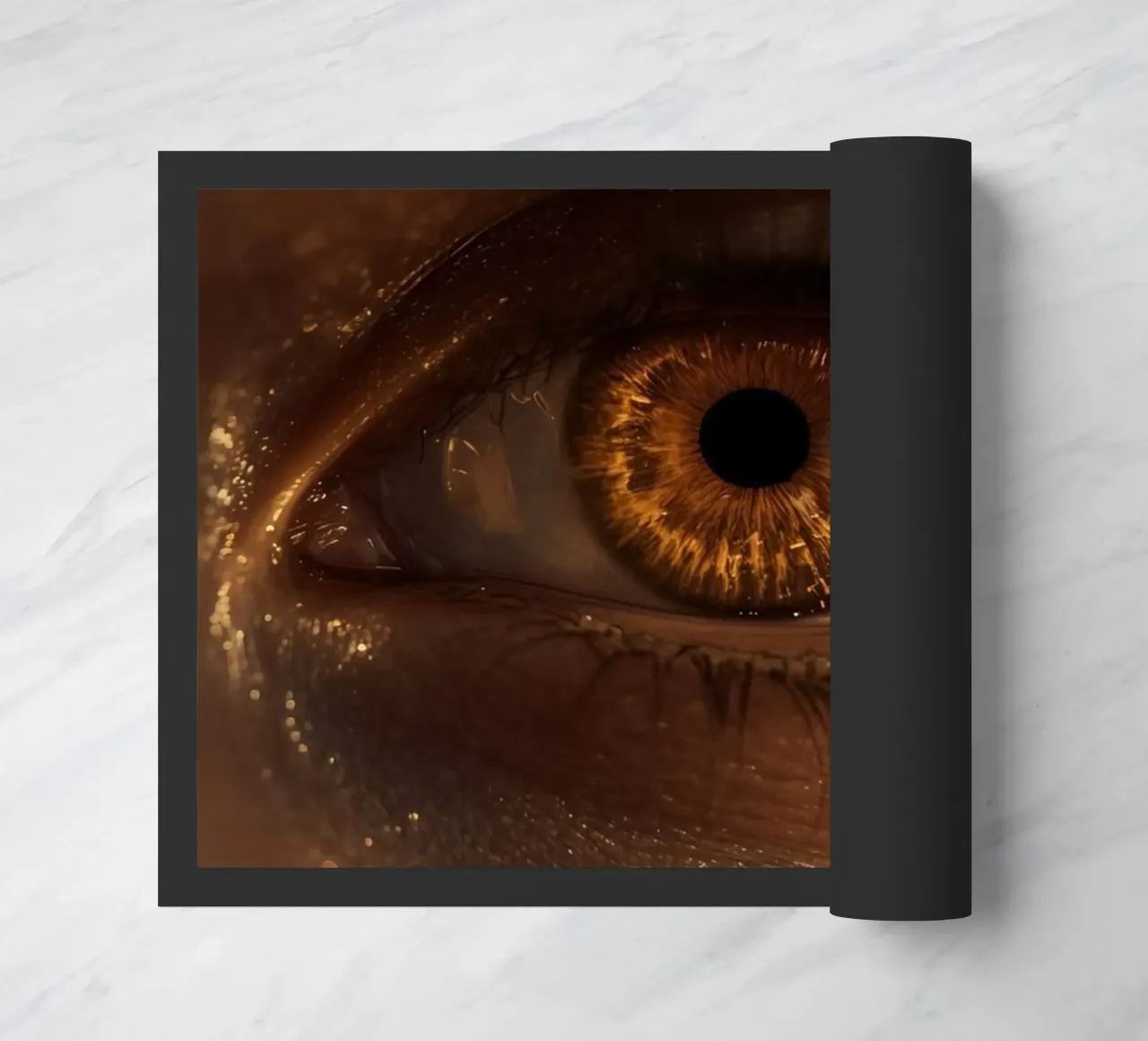 Macro occhio umano con iride ambrata e riflessi dorati della pelle zerbino da DesignDoodle