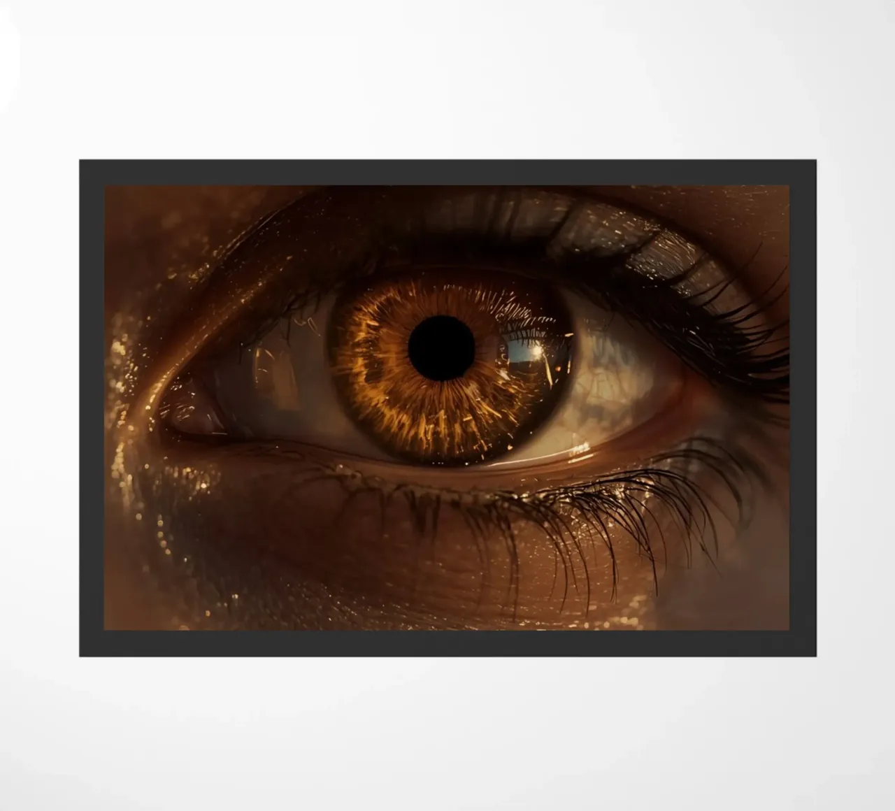 Macro occhio umano con iride ambrata e riflessi dorati della pelle zerbino da DesignDoodle