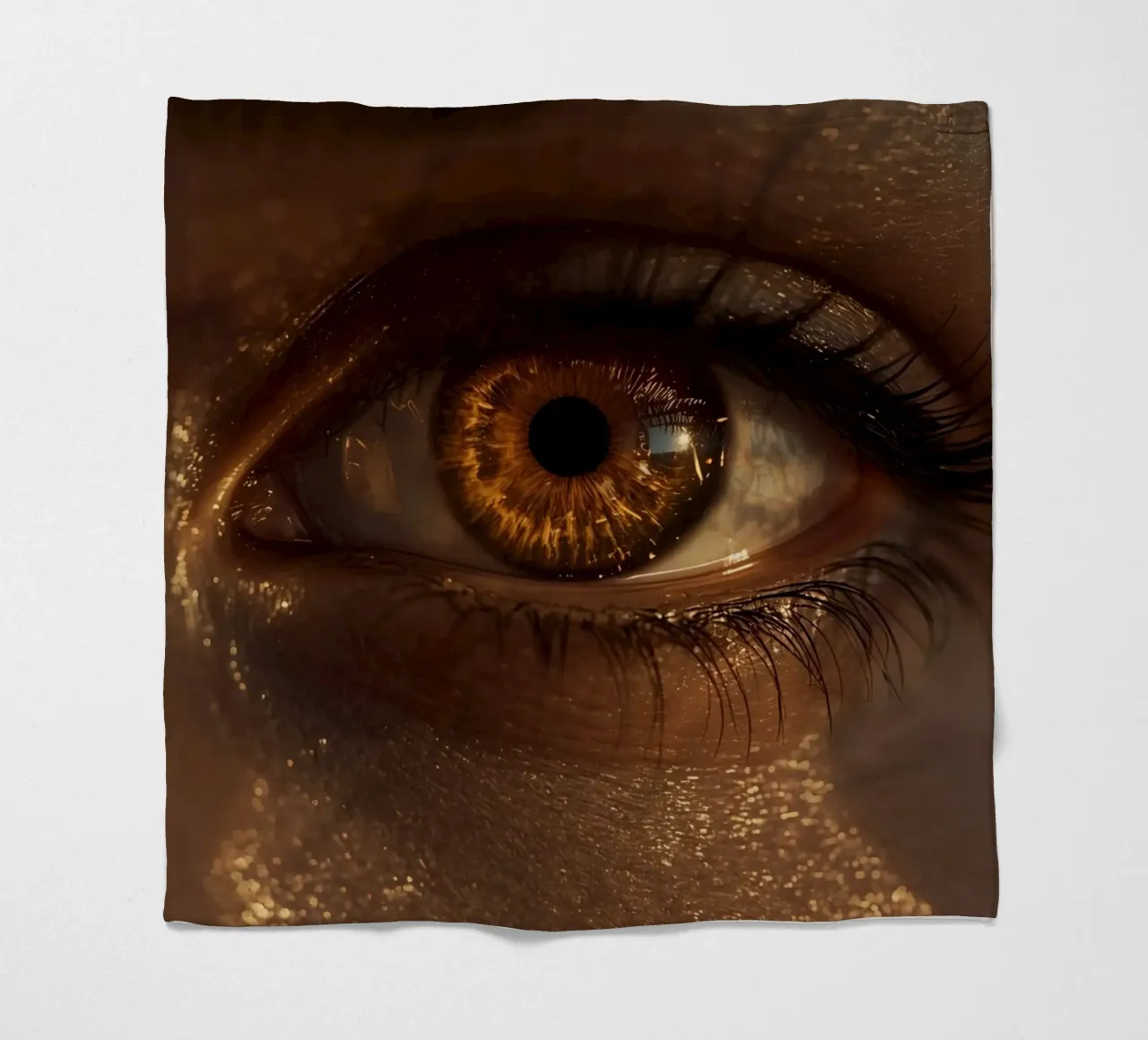 Macro occhio umano con iride ambrata e riflessi dorati della pelle coperta in pile da DesignDoodle