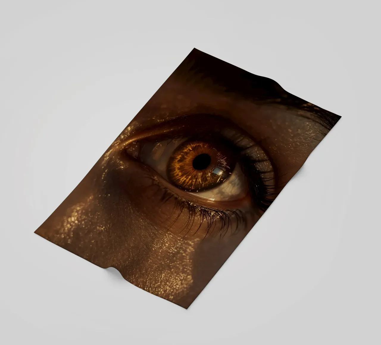 Macro occhio umano con iride ambrata e riflessi dorati della pelle telo mare da DesignDoodle