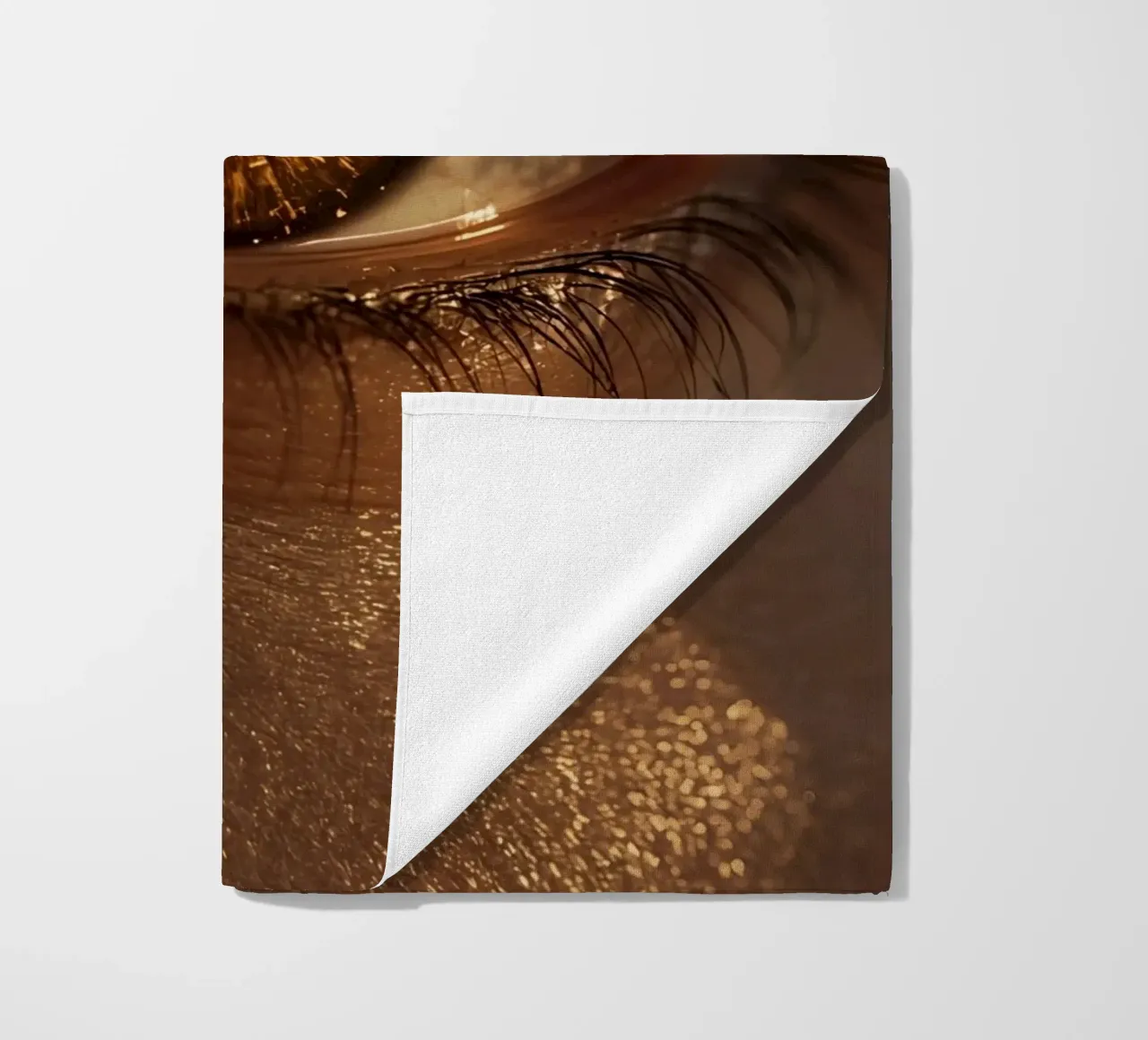 Macro occhio umano con iride ambrata e riflessi dorati della pelle telo mare da DesignDoodle