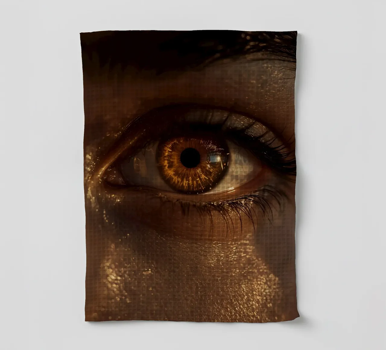 Macro occhio umano con iride ambrata e riflessi dorati della pelle canovaccio da cucina da DesignDoodle