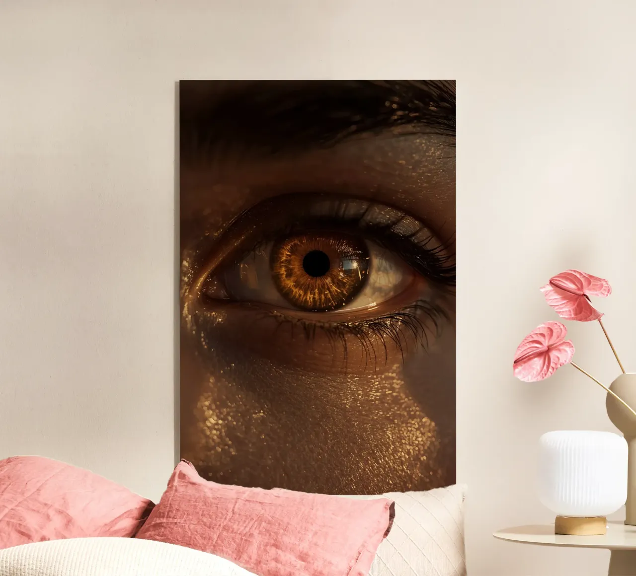 Macro occhio umano con iride ambrata e riflessi dorati della pelle plexiglass da DesignDoodle