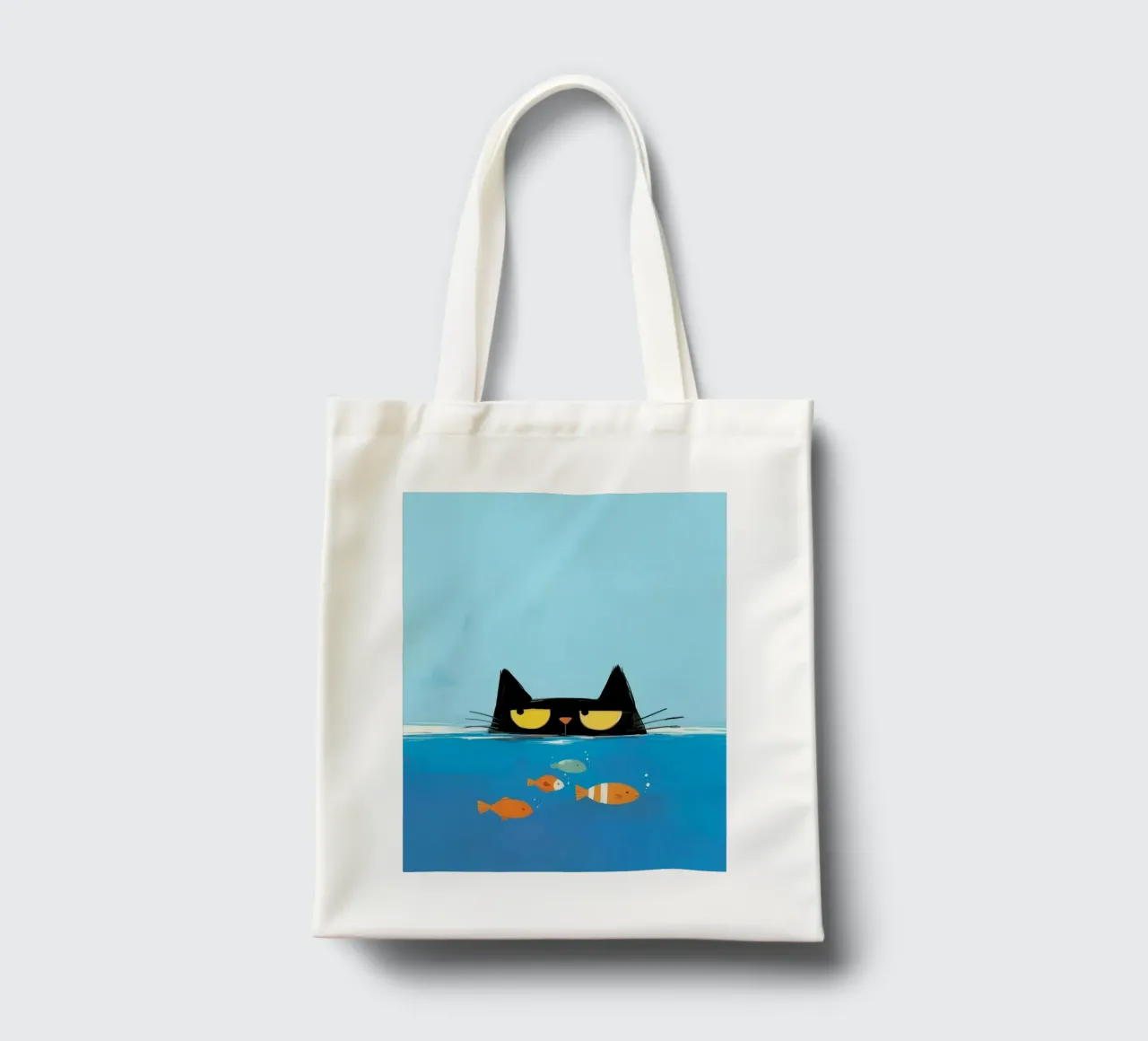 cat and fish pool borsa in juta da feny