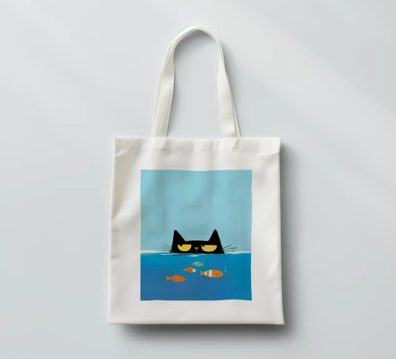 cat and fish pool borsa in juta da feny
