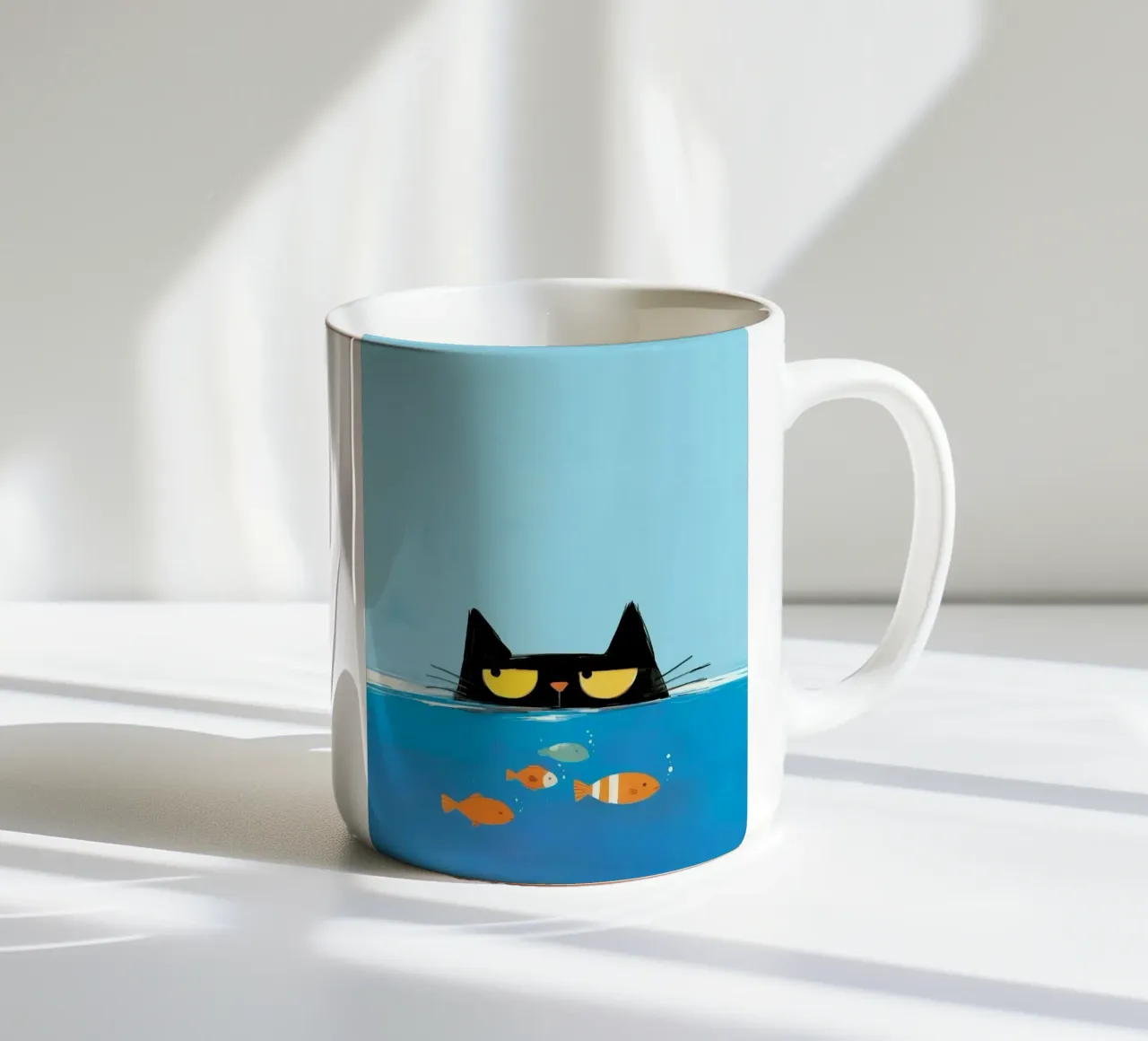 cat and fish pool tazza in ceramica da feny