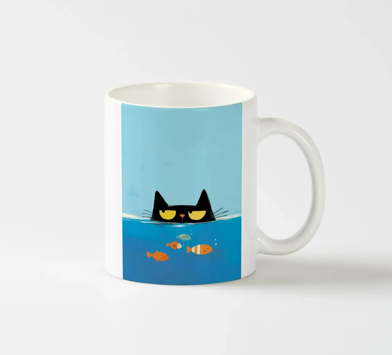 cat and fish pool tazza in ceramica da feny