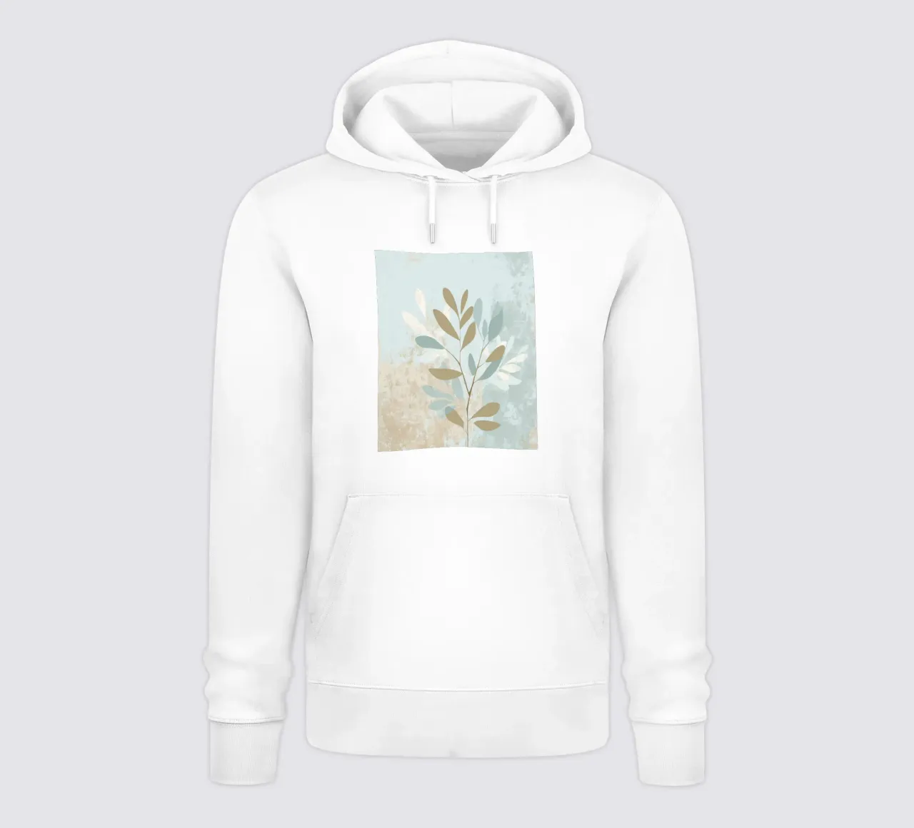 Arte da parete con fiori botanici in blu e beige felpa con cappuccio da Artbyvo