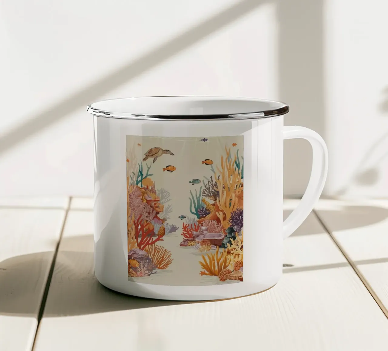 sea bottom animal tazza in smalto da feny