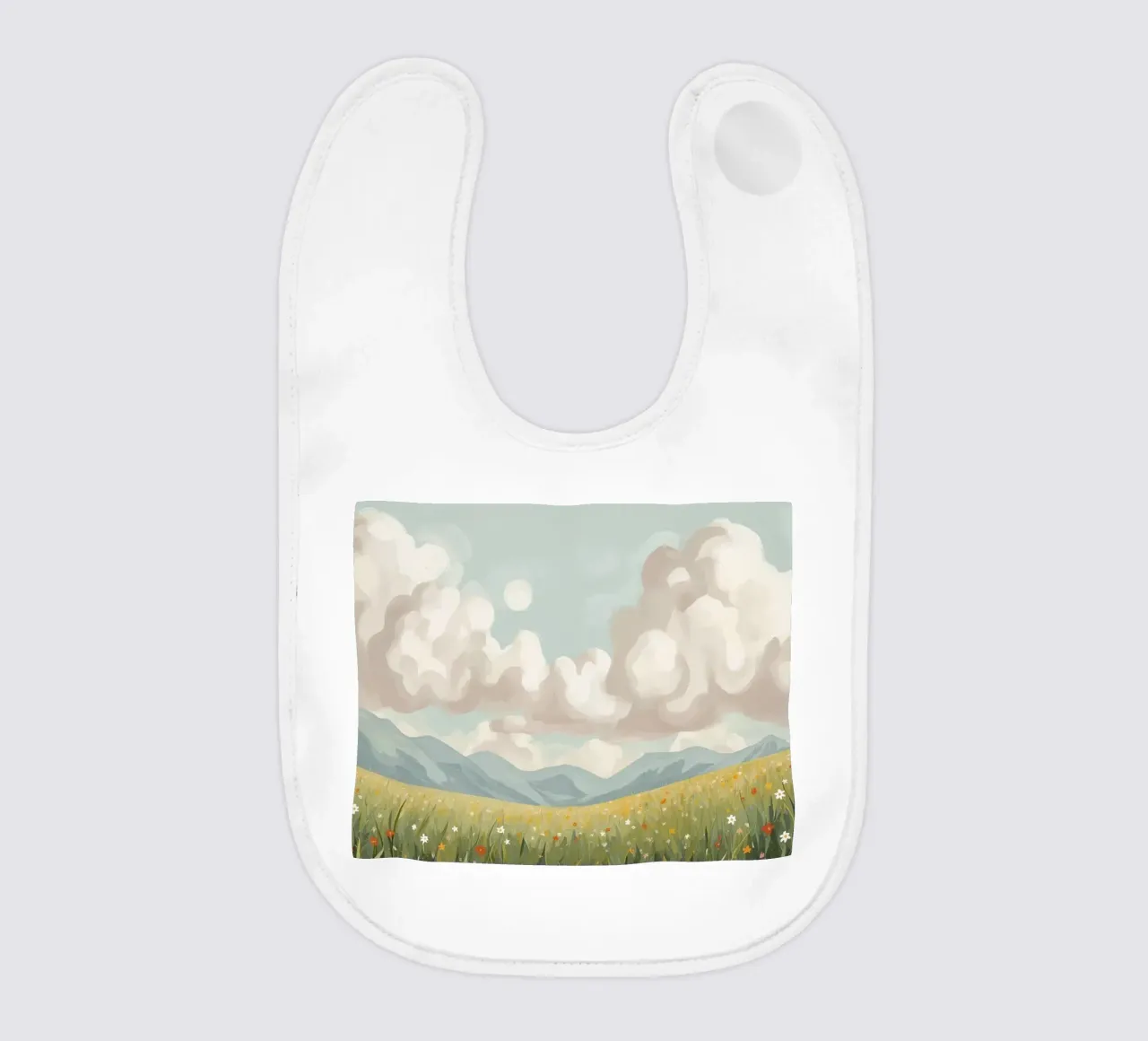 Prato con fiori selvatici e nuvole bavaglino da DesignDoodle