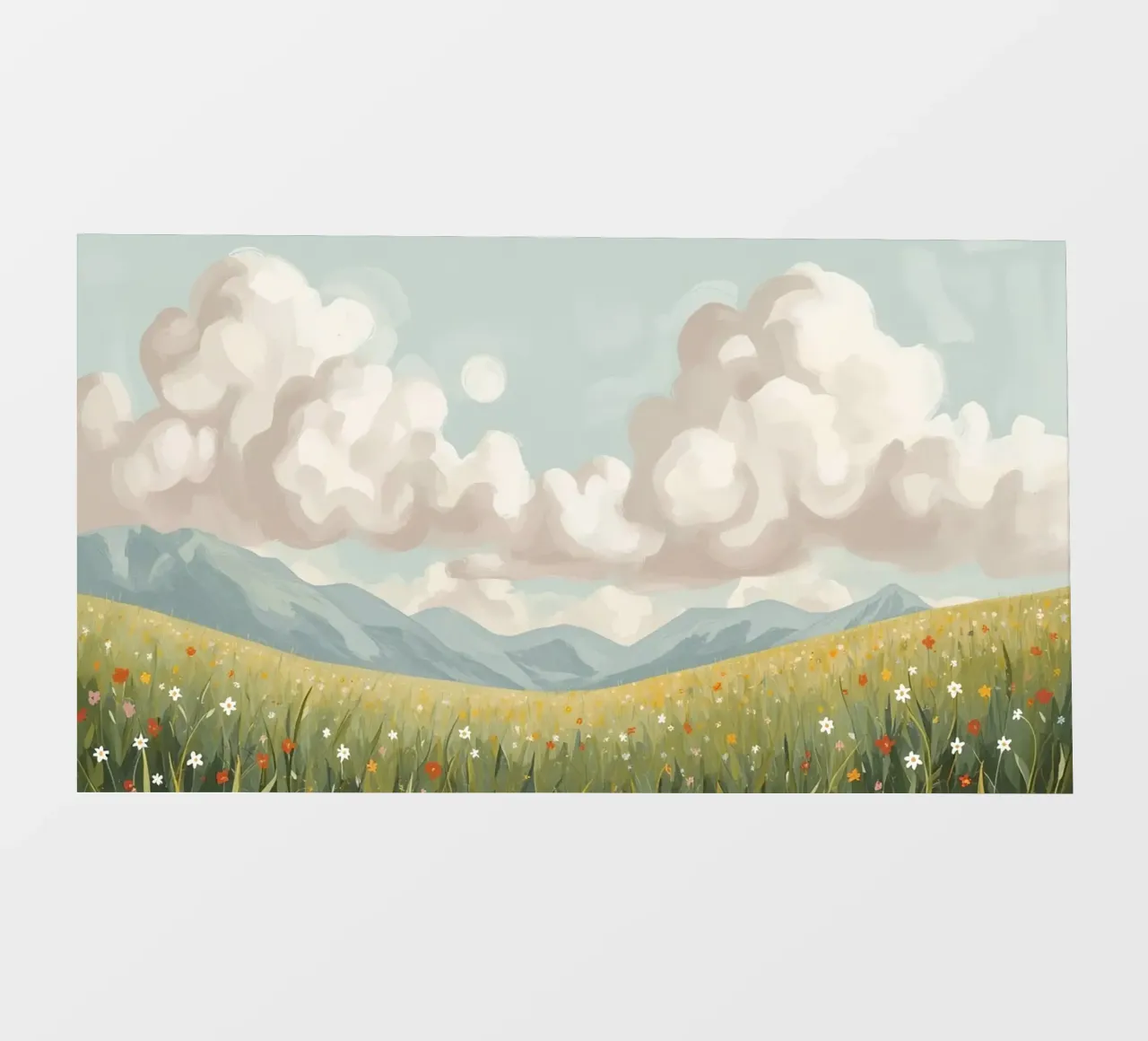 Prato con fiori selvatici e nuvole pellicola backlit da DesignDoodle