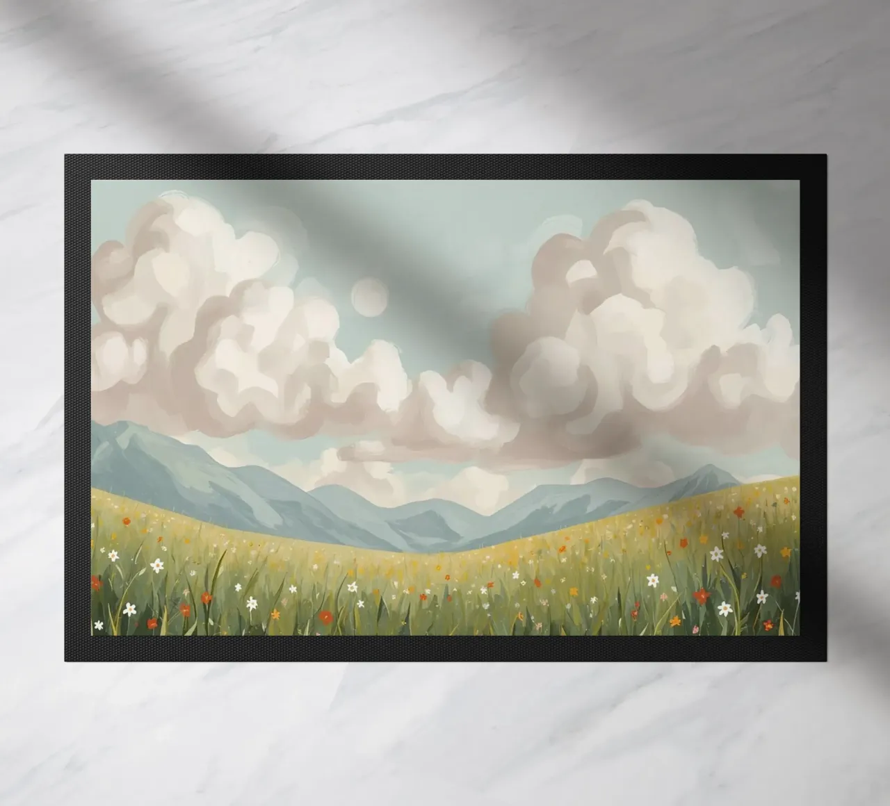 Prato con fiori selvatici e nuvole zerbino da DesignDoodle