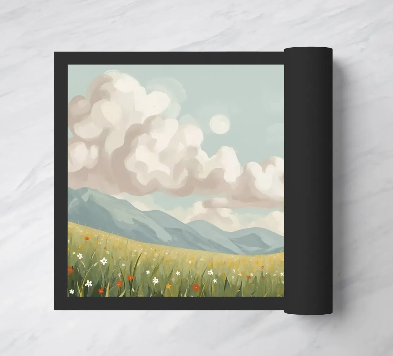 Prato con fiori selvatici e nuvole zerbino da DesignDoodle