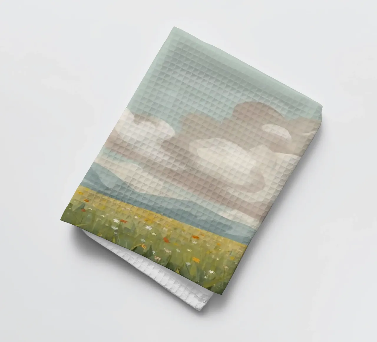 Prato con fiori selvatici e nuvole canovaccio da cucina da DesignDoodle