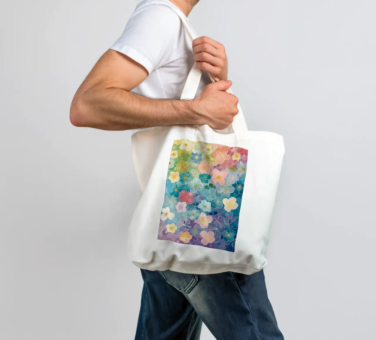 gradient color flower borsa in juta da Keyn