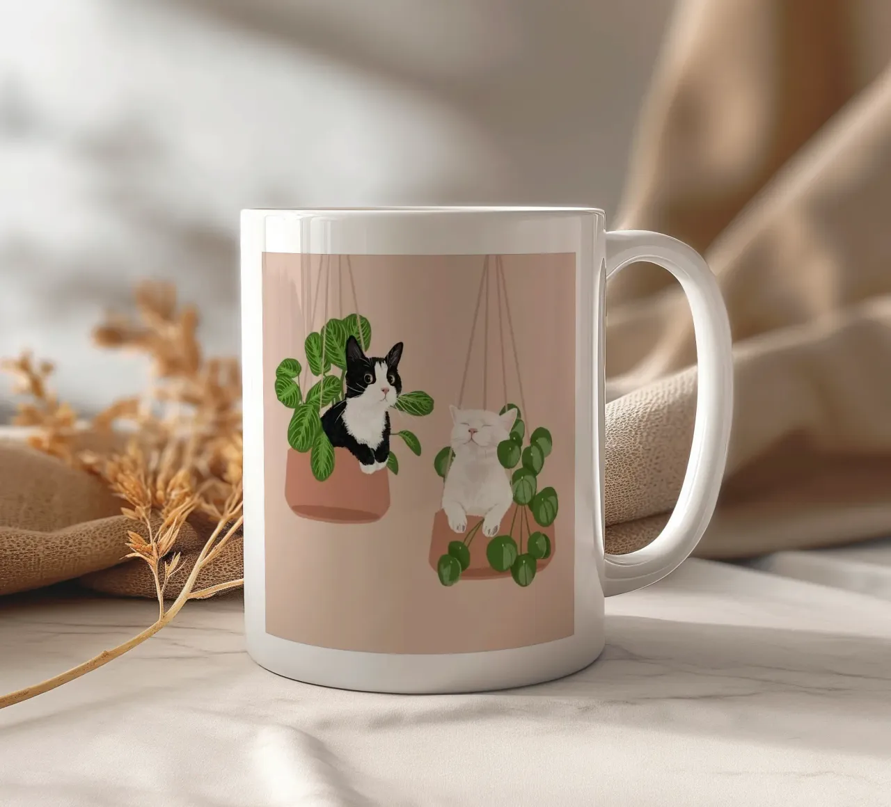 cat chill on the vase tazza in ceramica da feny