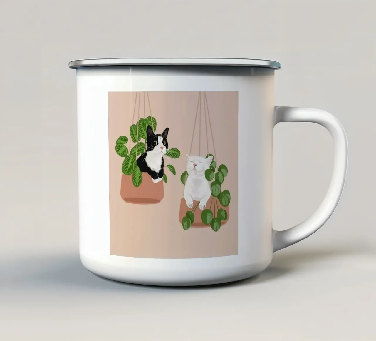 cat chill on the vase tazza in smalto da feny