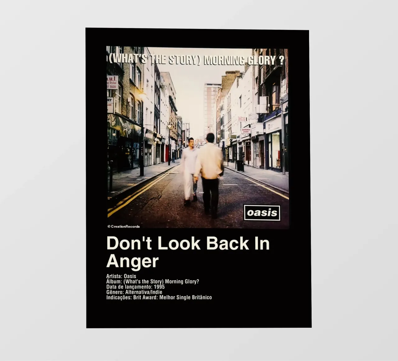 Oasis Don't Look Back In Anger telo in pvc da Raptor Metafora
