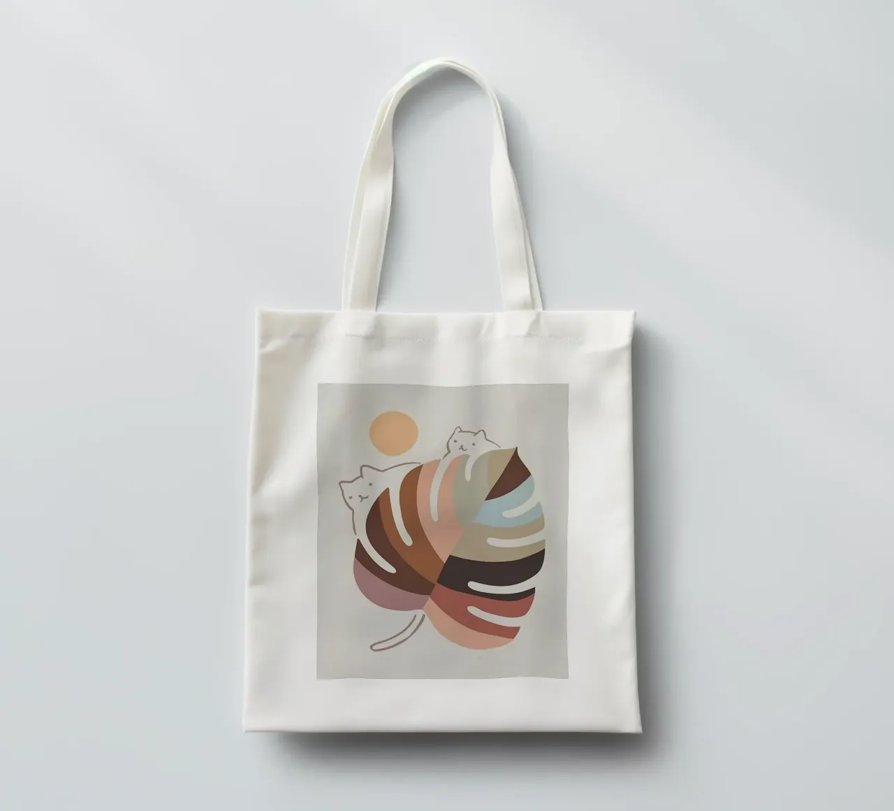 cat climb on color leaf borsa in juta da Keyn