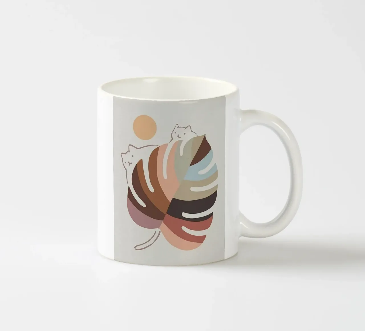 cat climb on color leaf tazza in ceramica da Keyn
