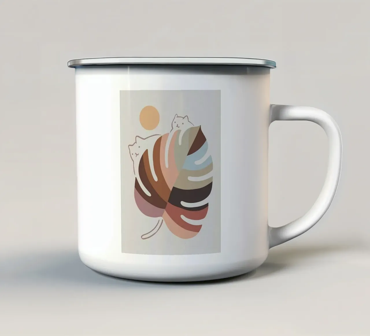 cat climb on color leaf tazza in smalto da Keyn