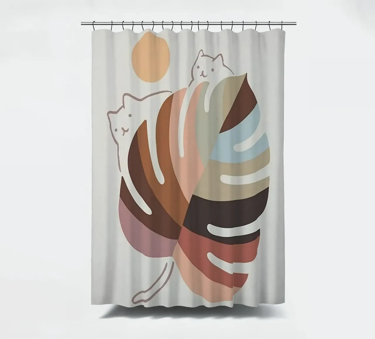 cat climb on color leaf tenda da doccia da Keyn
