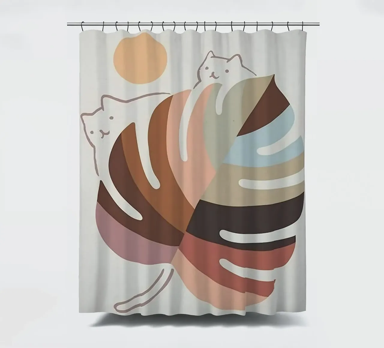 cat climb on color leaf tenda da doccia da Keyn