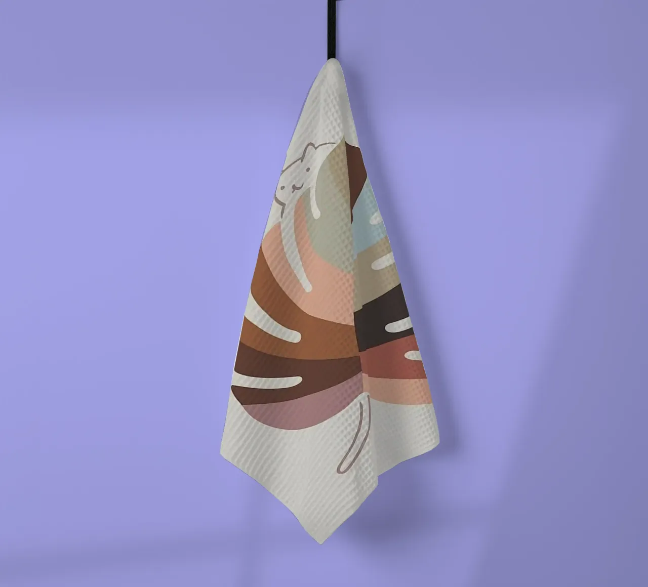 cat climb on color leaf canovaccio da cucina da Keyn
