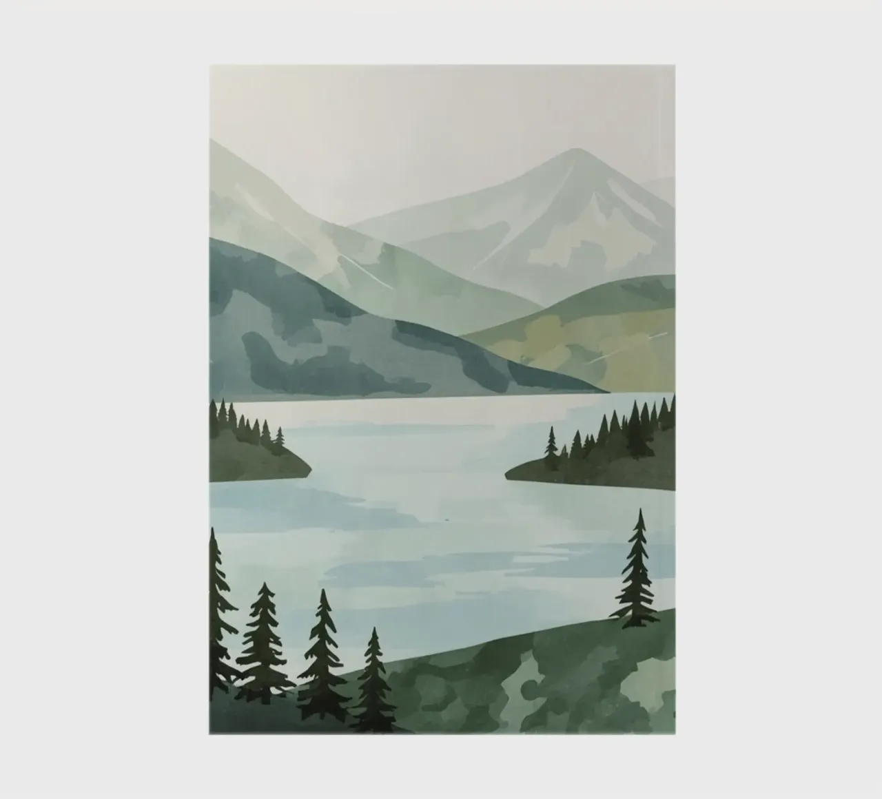 Mountain Lake with Evergreen Trees and Snow-Capped Mountains notebook by DesignDoodle