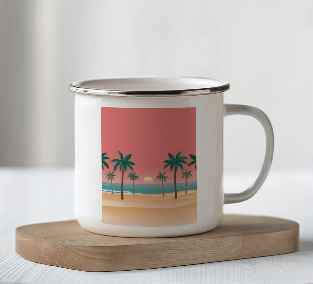 palm beach in sunset tazza in smalto da Keyn