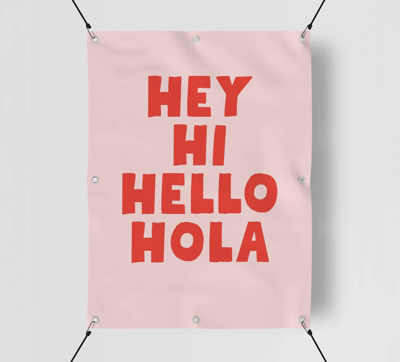 Hej Hey Hi Hello Typography telo in pvc da Attaboy Dsgn