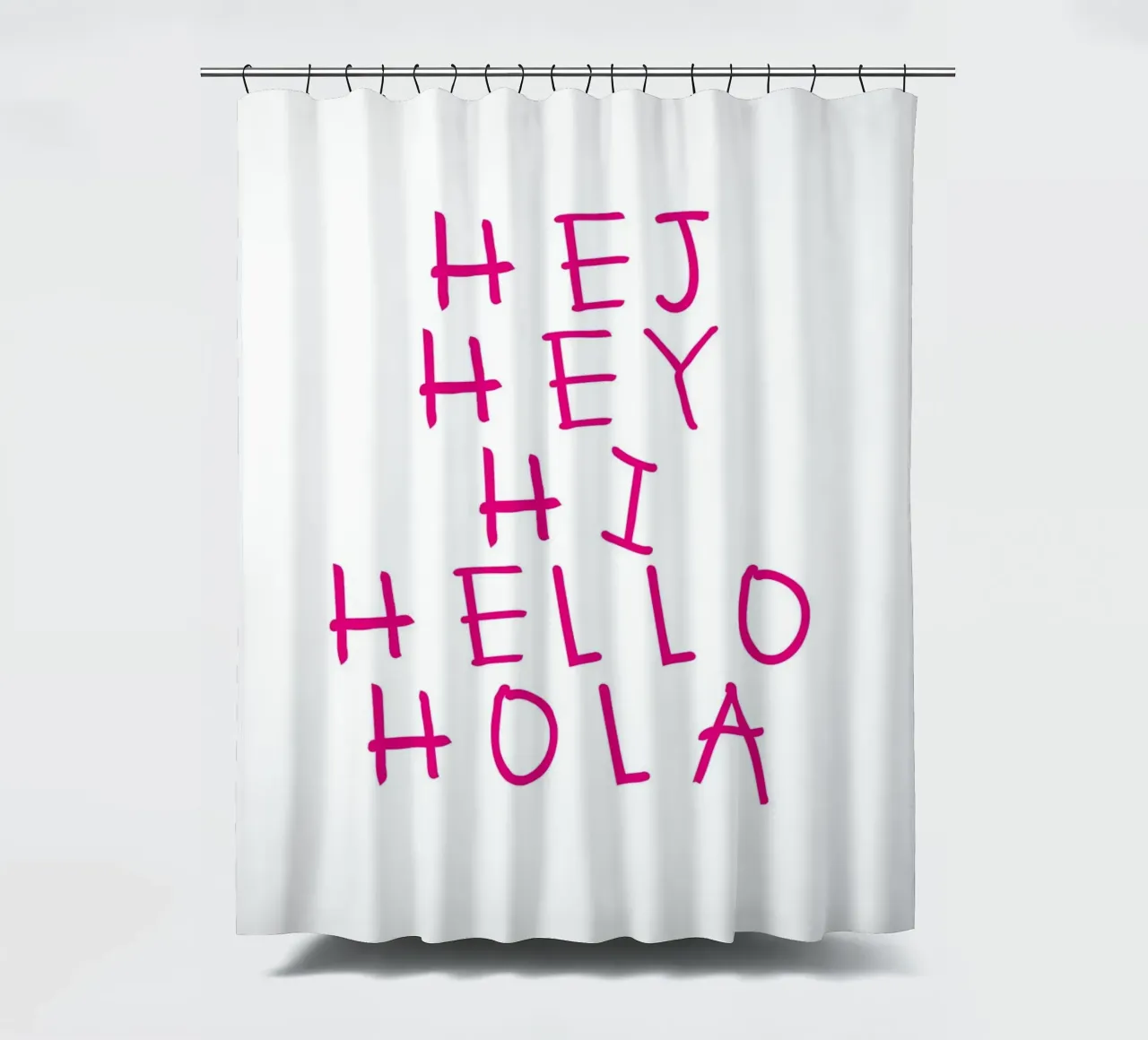 Hej Hey Hi Hello Typography tenda da doccia da Attaboy Dsgn