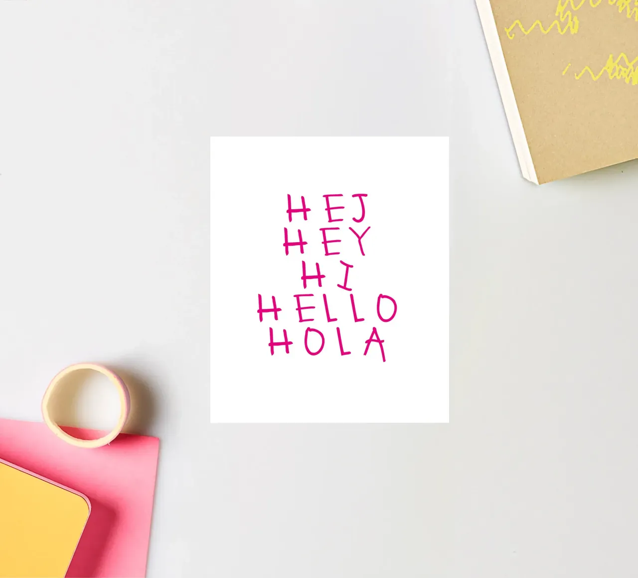 Hej Hey Hi Hello Typography adesivo da Attaboy Dsgn