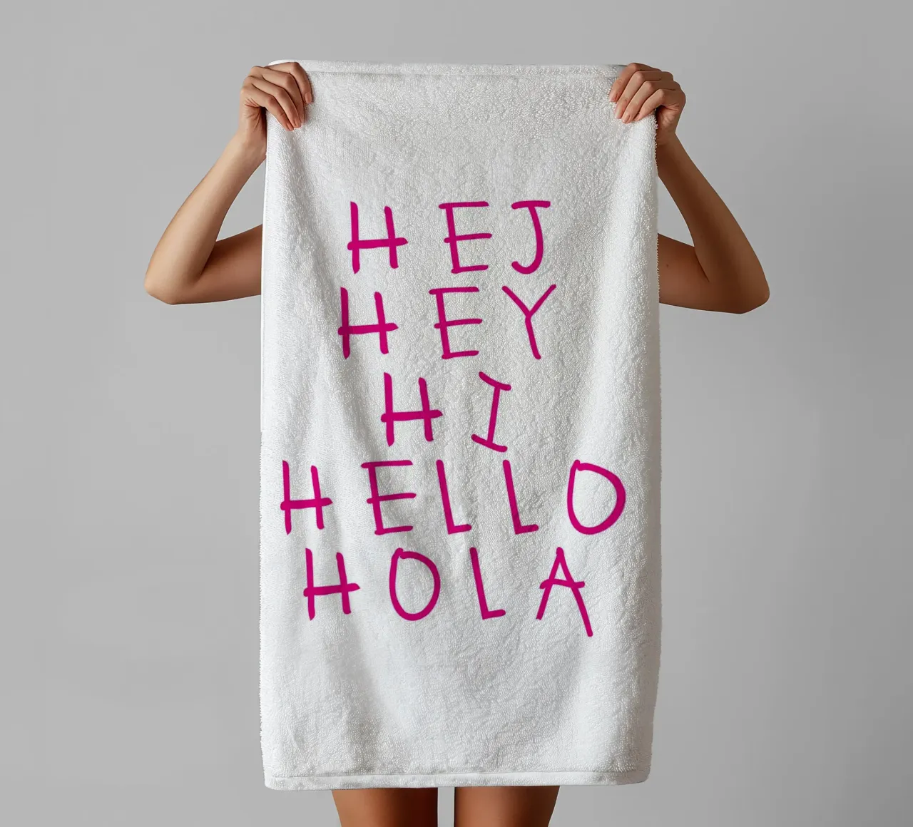 Hej Hey Hi Hello Typography asciugamano da bagno da Attaboy Dsgn