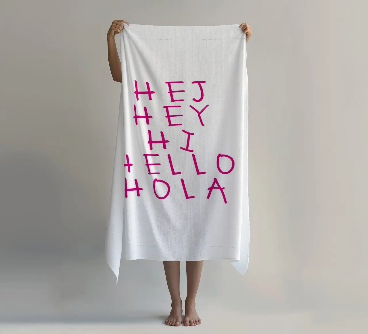 Hej Hey Hi Hello Typography telo mare da Attaboy Dsgn