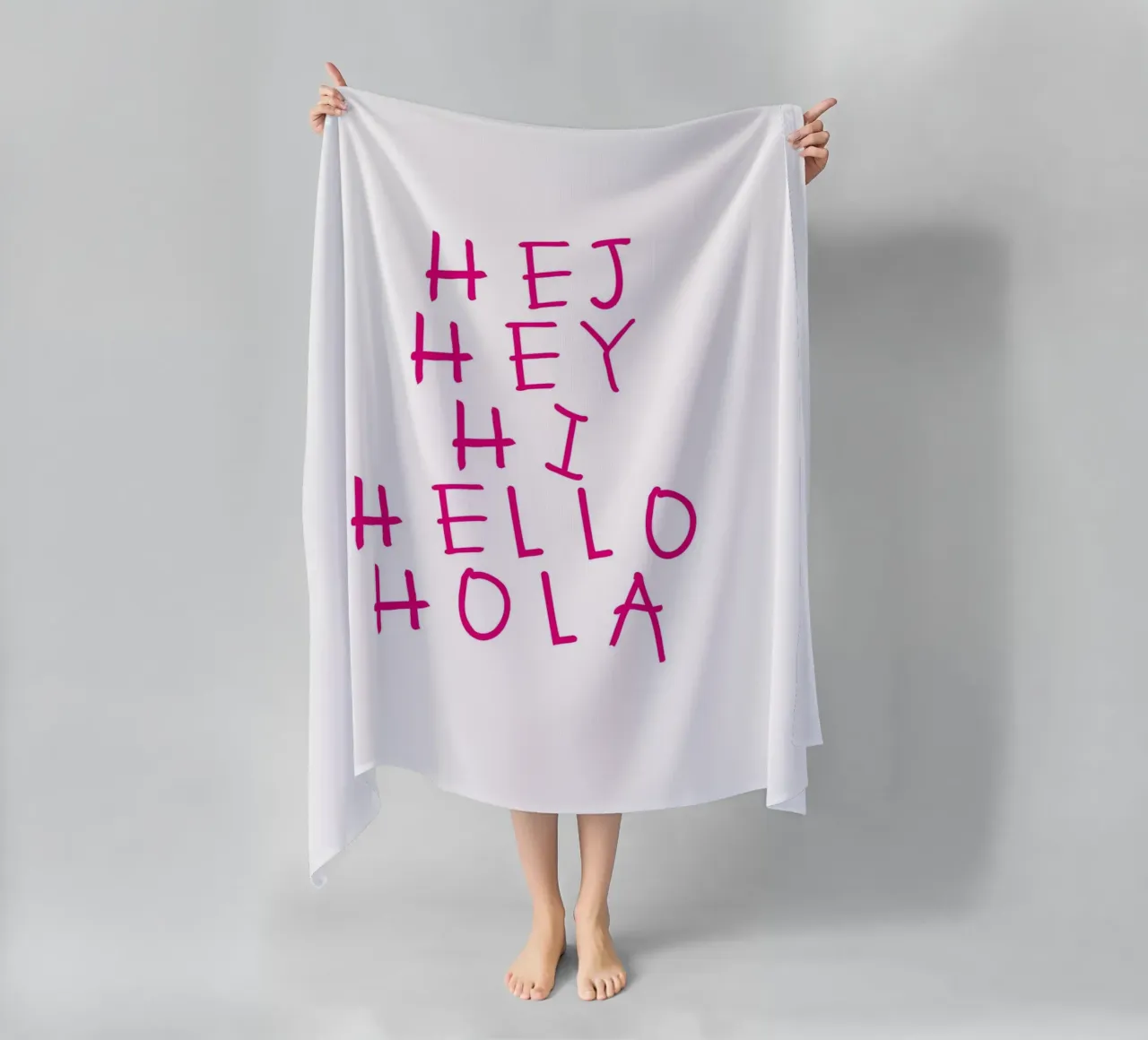 Hej Hey Hi Hello Typography telo mare da Attaboy Dsgn