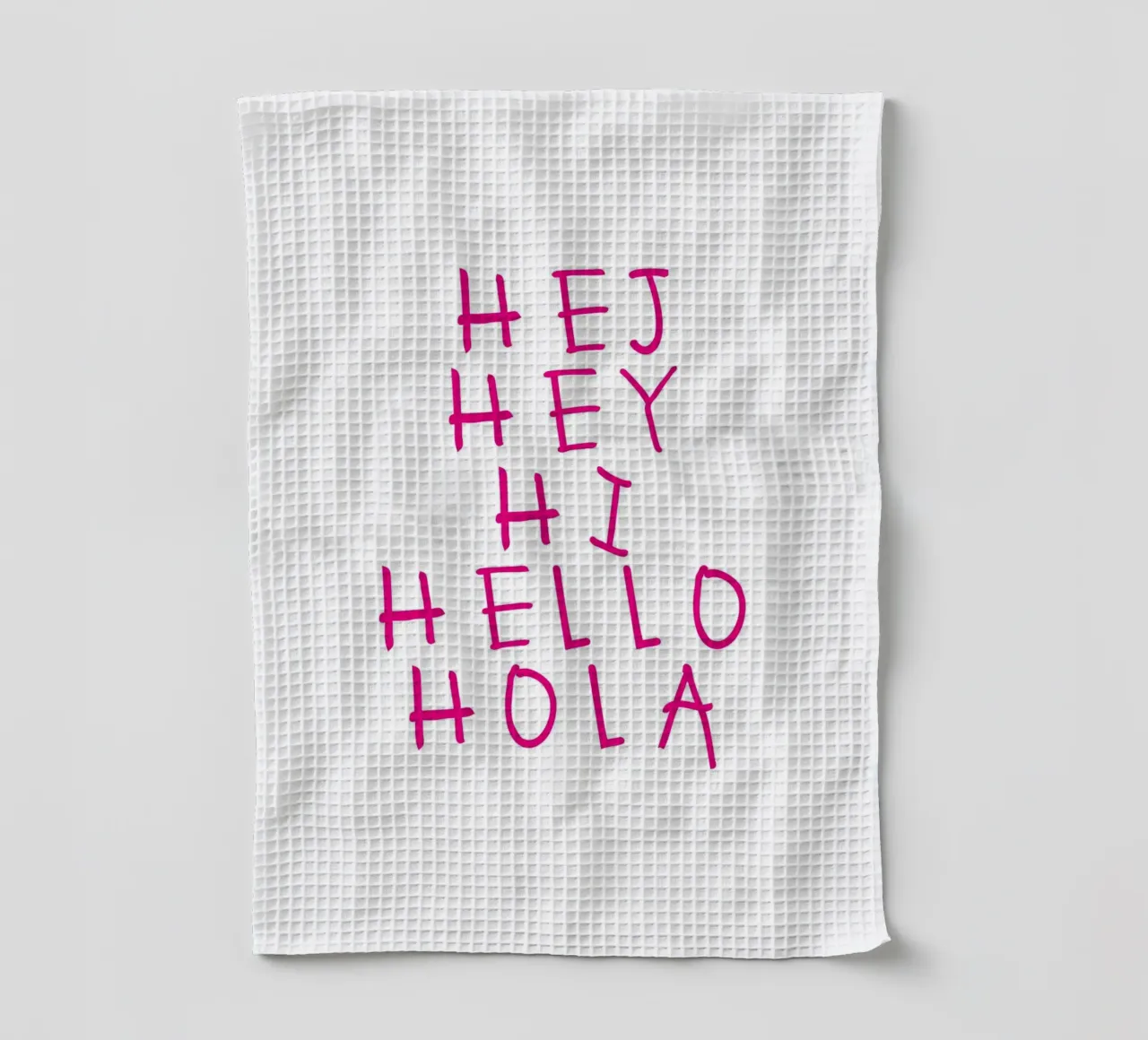 Hej Hey Hi Hello Typography canovaccio da cucina da Attaboy Dsgn