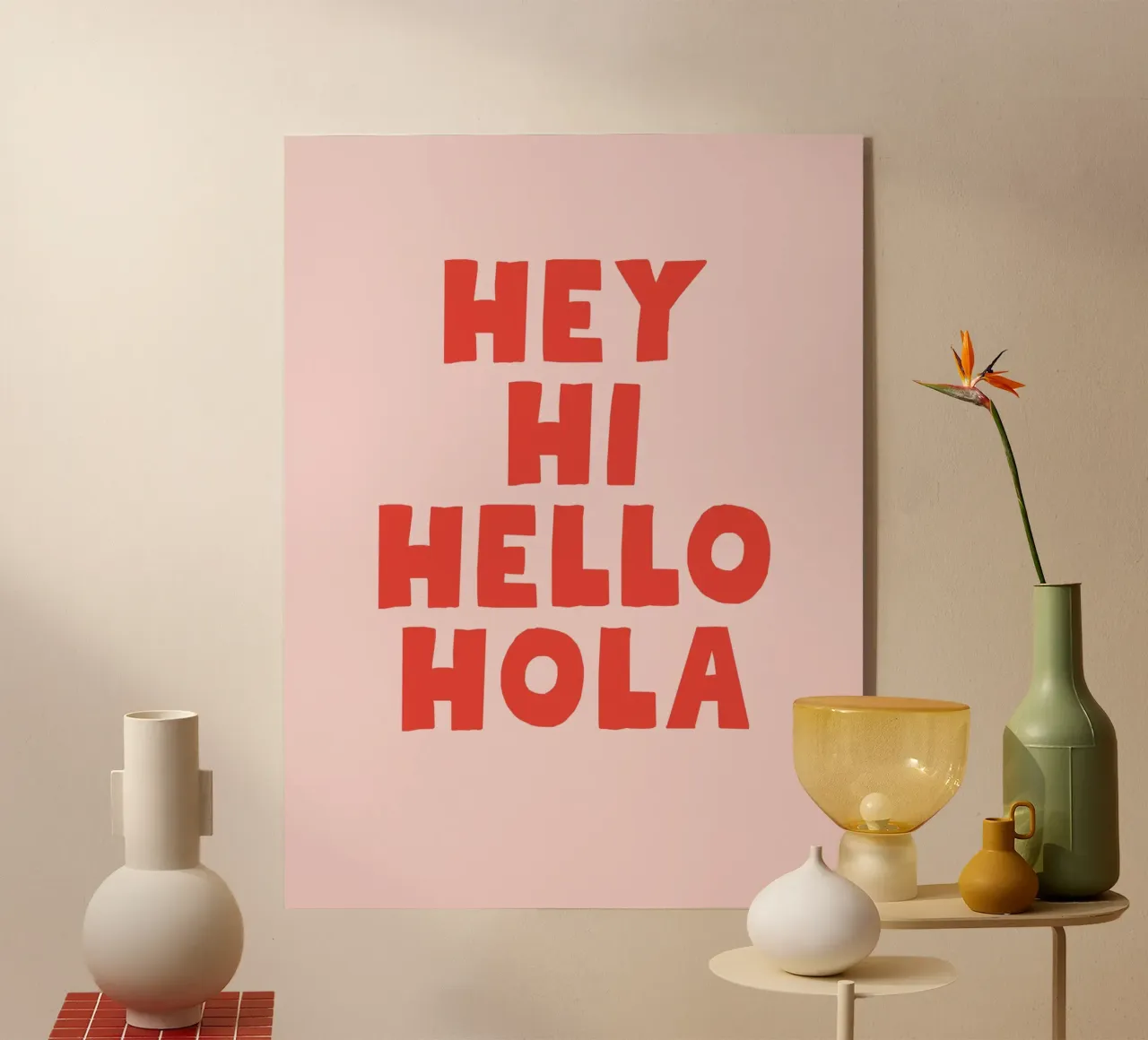 Hej Hey Hi Hello Typography plexiglass da Attaboy Dsgn