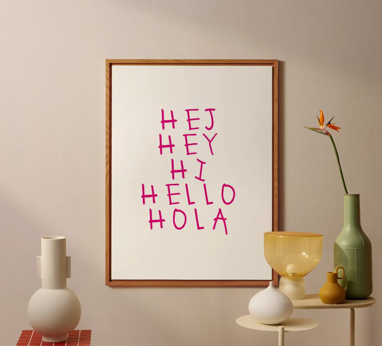 Hej Hey Hi Hello Typography alluminio dibond da Attaboy Dsgn