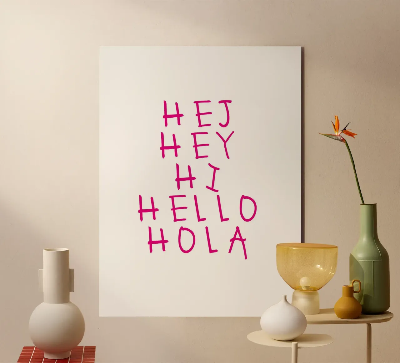 Hej Hey Hi Hello Typography alluminio dibond da Attaboy Dsgn