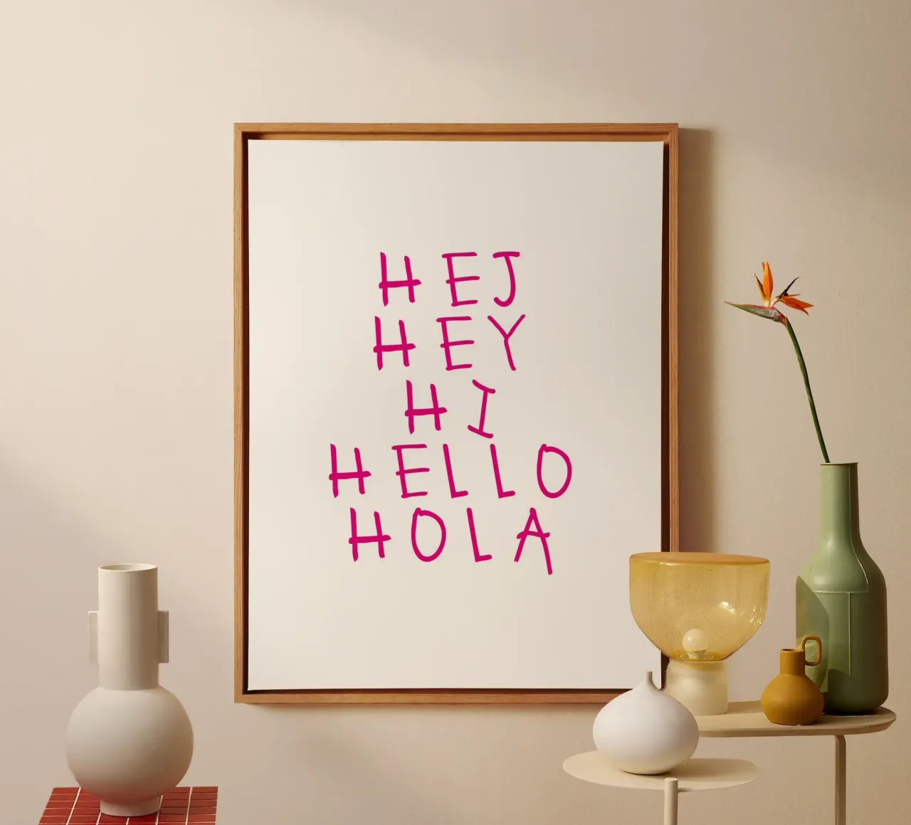 Hej Hey Hi Hello Typography tela da Attaboy Dsgn
