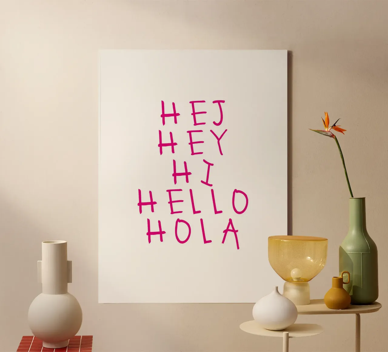 Hej Hey Hi Hello Typography tela da Attaboy Dsgn