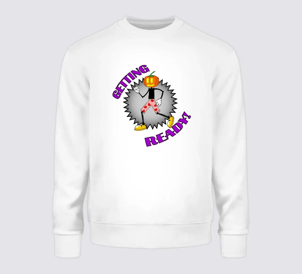 Lustiger Halloween-Kürbis Retro-Cartoon, der sich bereit macht Sweatshirt von sillyindustries