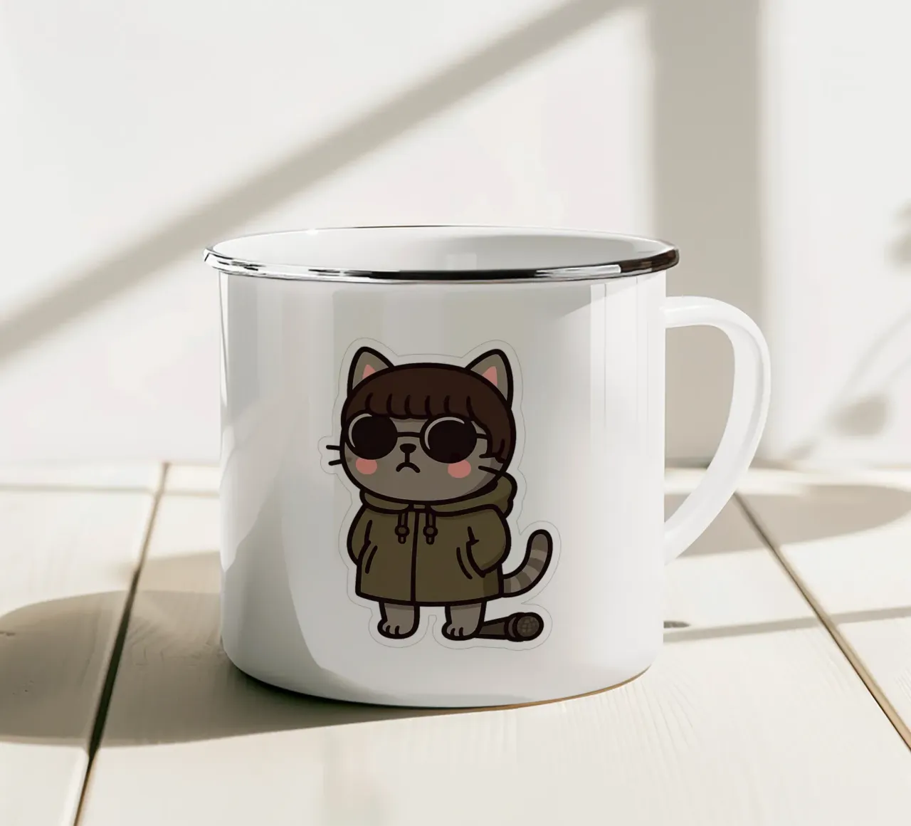 Gatto Britpop anni '90 tazza in smalto da Punk & Cute - Affiches & Stickers