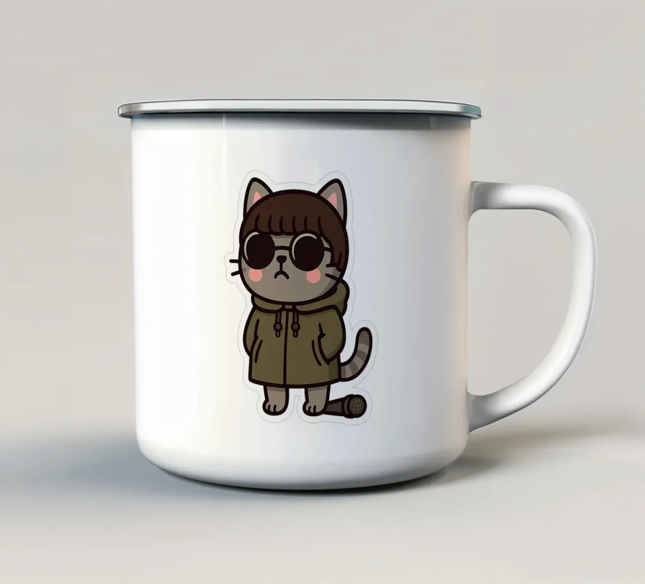 Gatto Britpop anni '90 tazza in smalto da Punk & Cute - Affiches & Stickers
