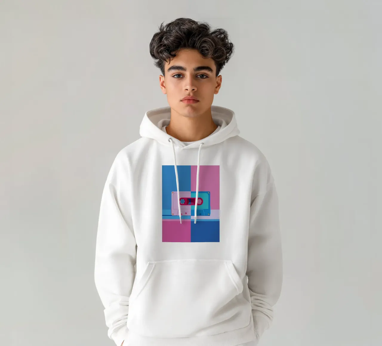 Musik Kassette Colorblocking felpa con cappuccio da DARIA IVANOVNA