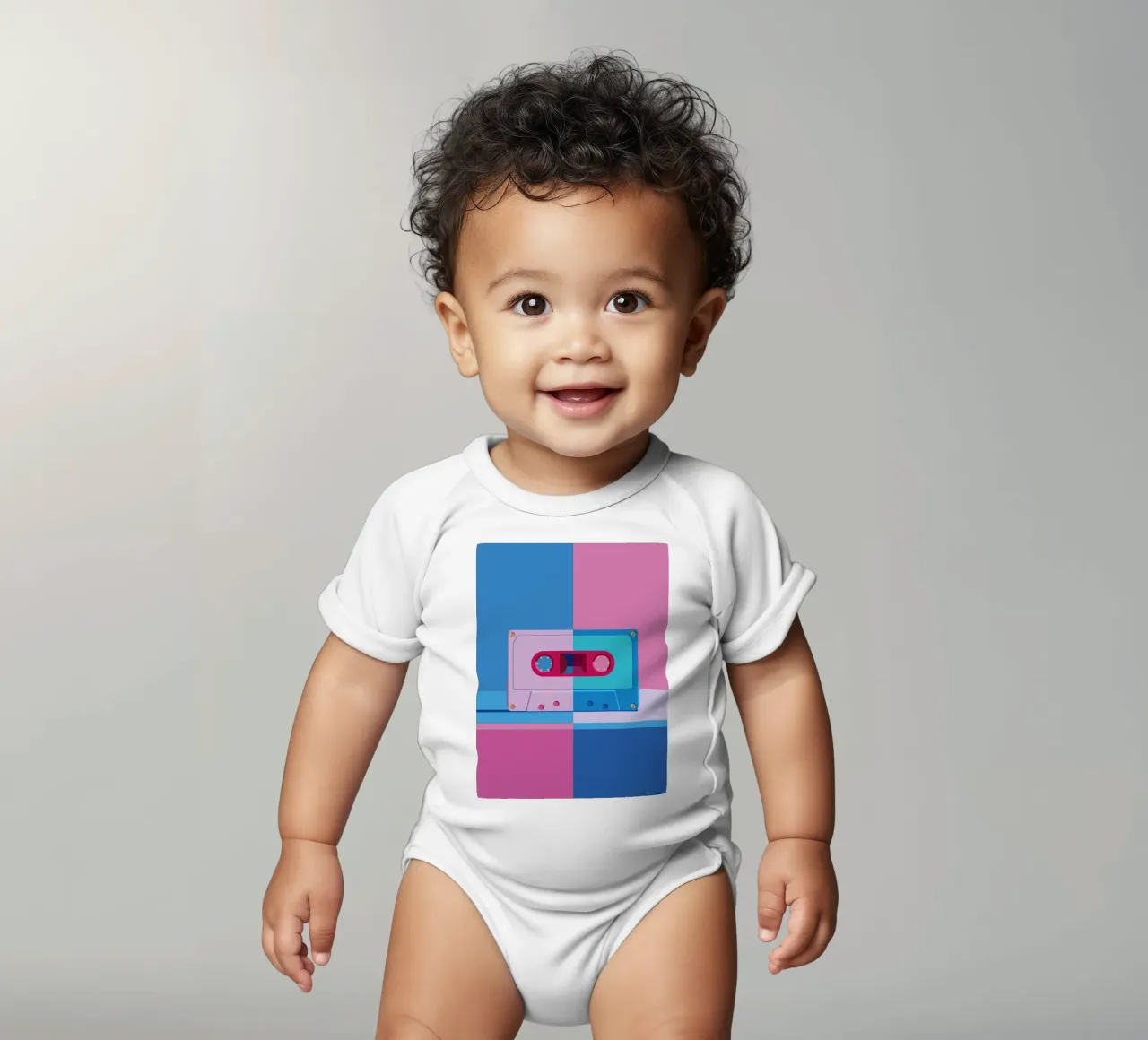 Musik Kassette Colorblocking body neonato maniche corte da DARIA IVANOVNA