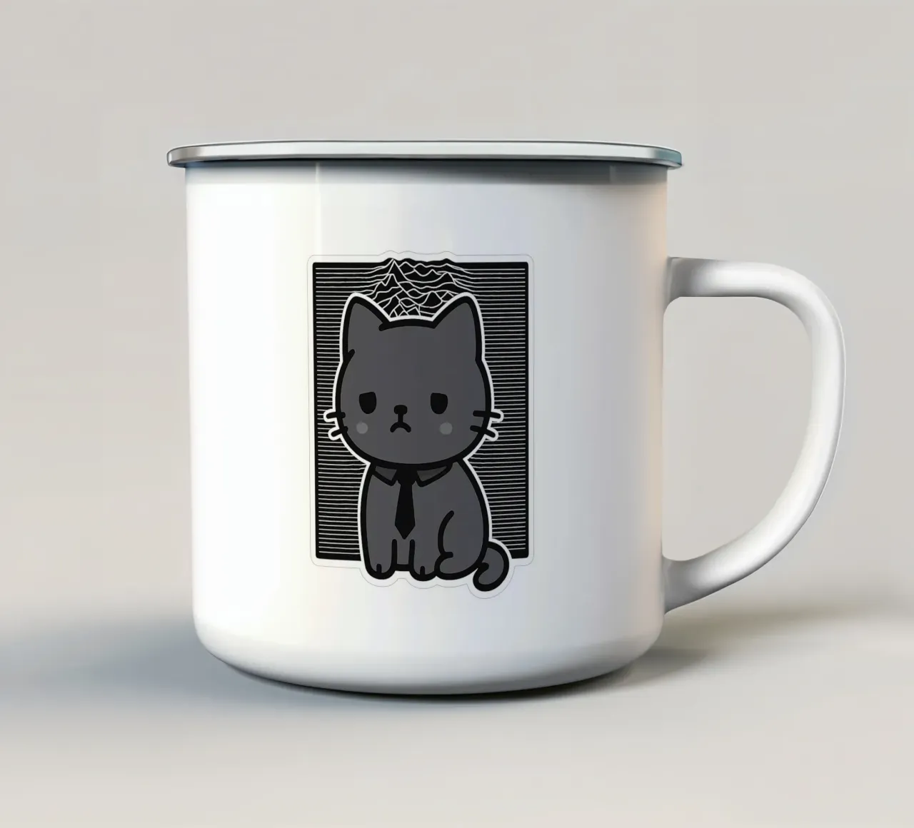 Gatto indie malinconico tazza in smalto da Punk & Cute - Affiches & Stickers