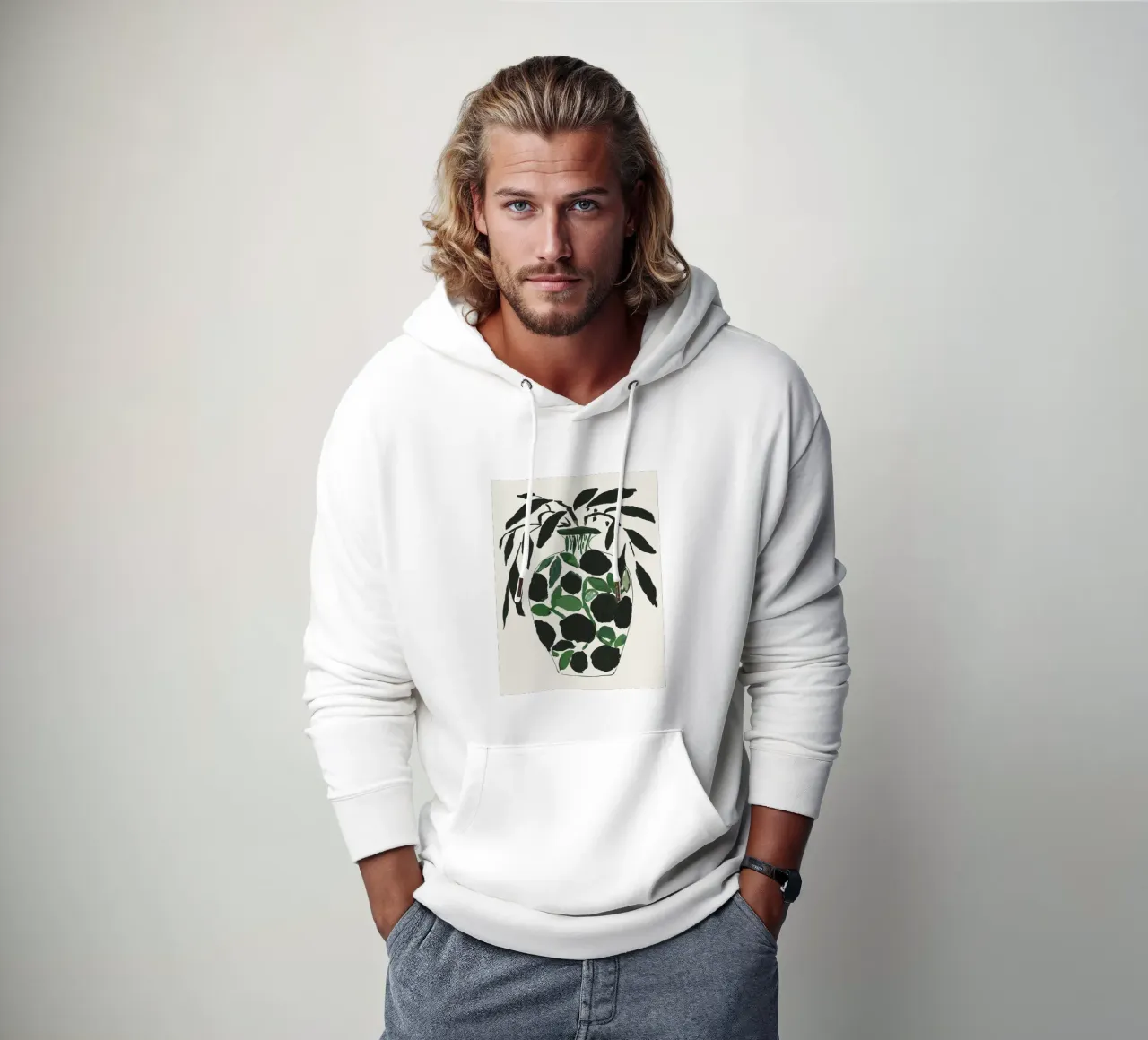 Natura morta verde e nera felpa con cappuccio da ThingDesign